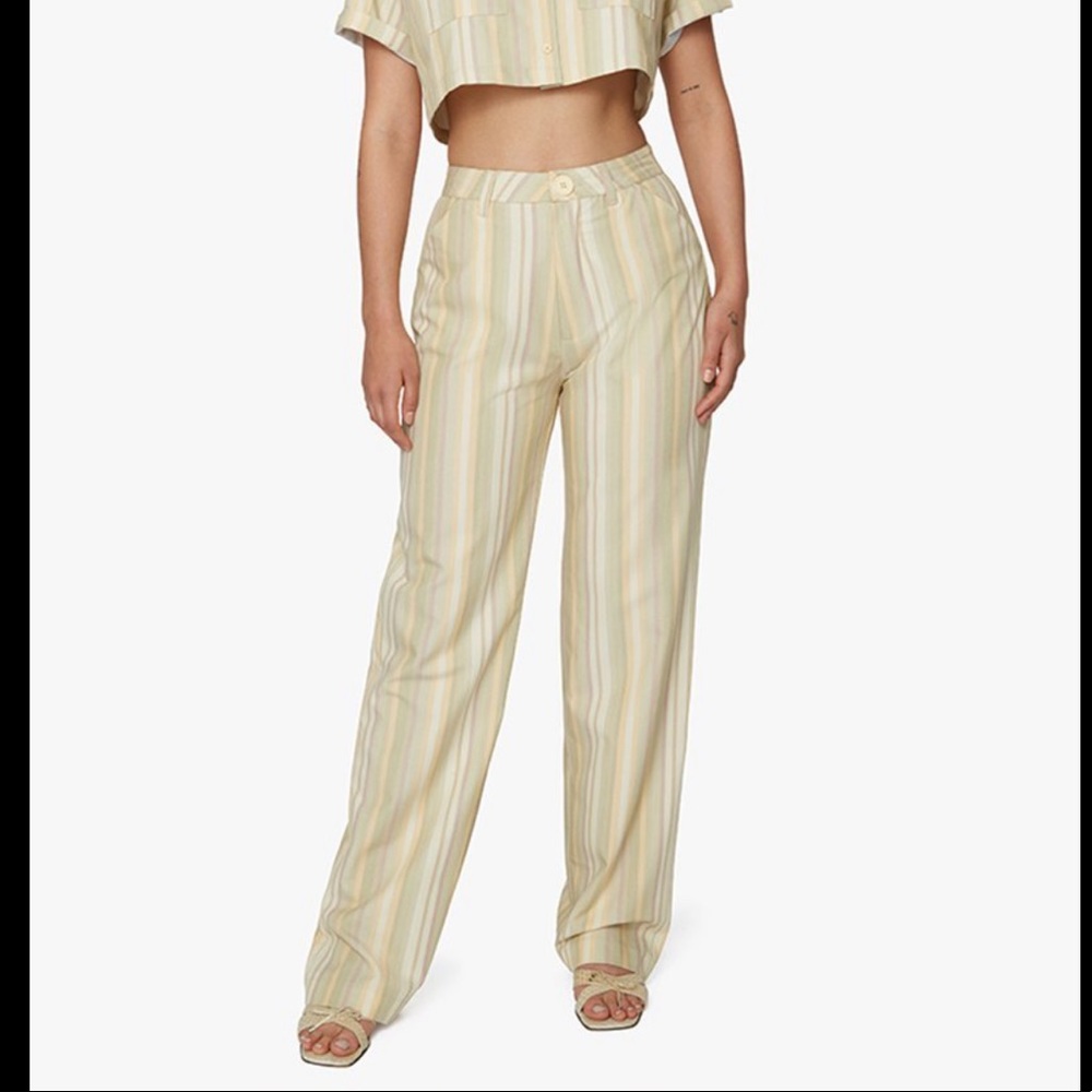 NWT! Danielle Bernstein: Jade Stripe Trousers